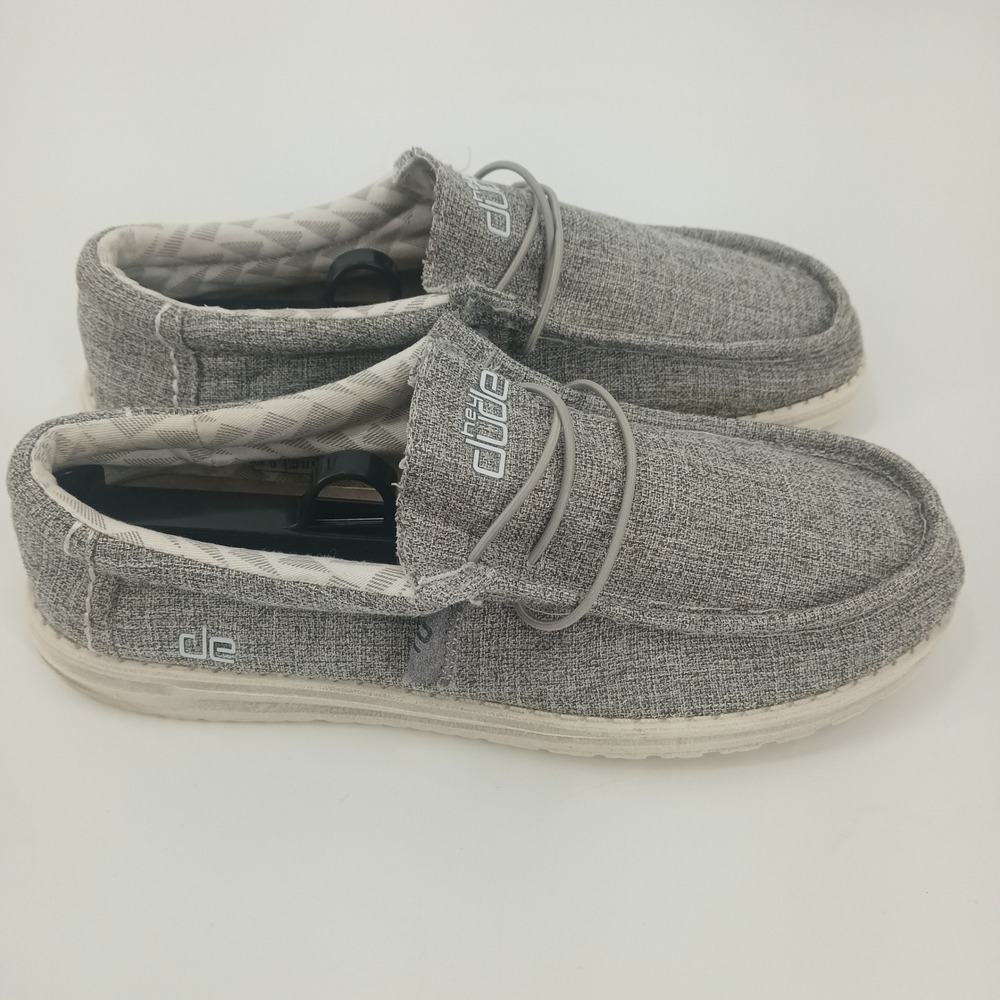 Hey Dude Wally Linen Iron Grey Mens Slip On Loafers Shoes 110793901 Size 10